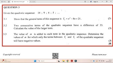 B | MAY/JUNE 2025 MATHEMATICS PAPER 1 - Quadratic Sequence (values of m, Tn - Tn+1 = 33) | GRADE 12