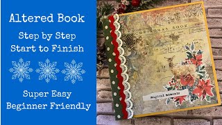 Christmas Altered Book | Step by Step | Start to Finish | Super Easy | Beginner Friendly