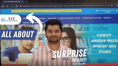 VIT MCA 2023 Admission Notification | VITEEE