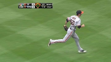SF@NYM: Duffy ends the inning with a run-saving catch