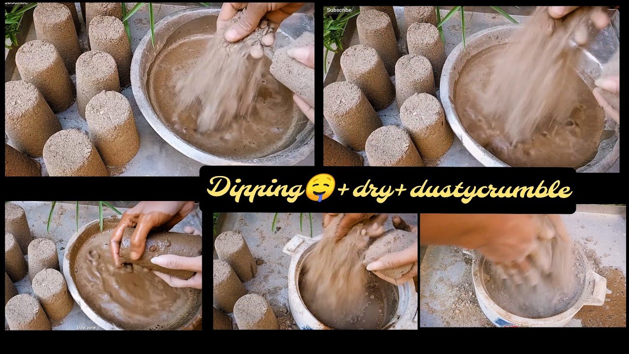 collaboration with❣️ @Wow It's ASMR  brown mud mini cylinder dipping +dry crumbling⚡pls subscribe⚡