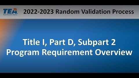 2022-2023 Random Validation Title I, Part D, Subpart 2-Formal Agreement