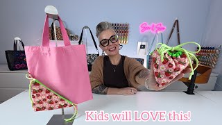 The Cutest Kids Library Bag! It Folds Into a Strawberry Pocket