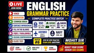 ENGLISH GRAMMAR PRACTICE LIVE 🔥 | SSC CGL CHSL 2026|#ENGLISHBYMOHITSIR | #MOHITSIRENGLISH