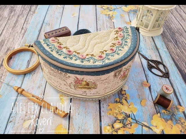 Necessaire Lua - Necessaire em patchwork com bordados | Aprenda a fazer