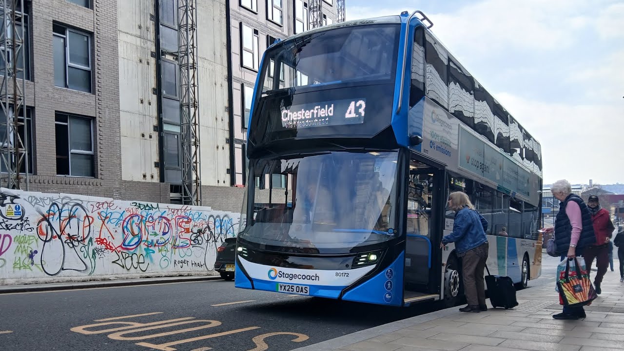 *New bus Thrashed* Stagecoach Yorkshire ADL Enviro400 EV route 43 (YX25 OAS) 80172