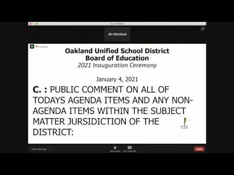 Oakland OUSD 1st Meeting Of New Board Of Directors For 2021, January 4th, 2021 - Full Video