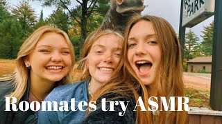 roommates try asmr!!! hair play and tapping