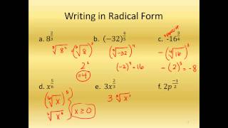 Unit 4 Video 7 Radical to Rational Exponents