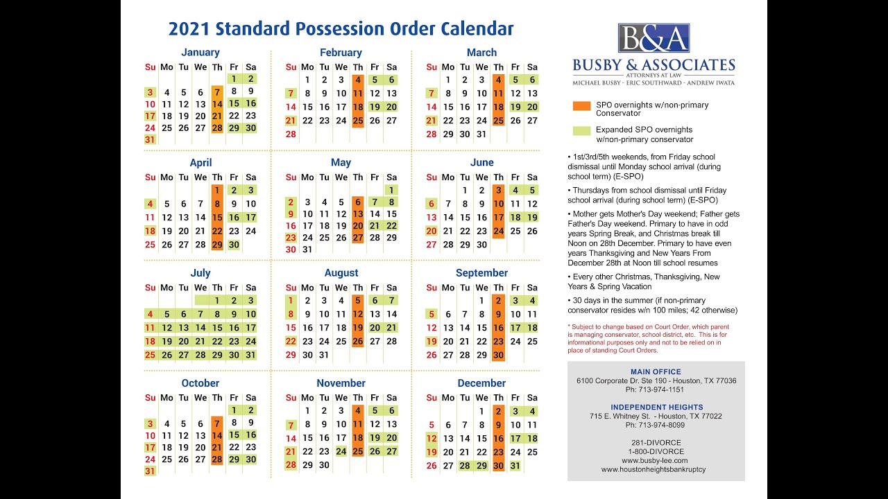 Texas Standard Possession Order for parents and their children YouTube