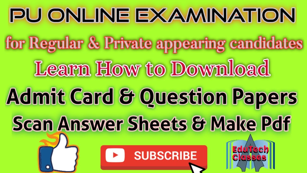 PU Online Exams 2020, How to Download Admit Card, Question Paper, Scan and Make Pdf of Answer Sheets