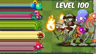 PvZ 2 Challenge Every 100 Plant Max Level vs Team Hard Level Zombies Level 100