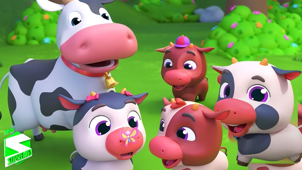 ⁣خمس أبقار صغيرة + المزيد من أغاني الأطفال وفيديوهات الكرتون - Super Supremes