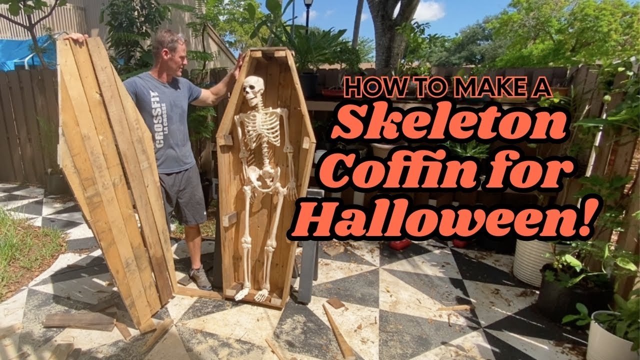How To Make a DIY Halloween Skeleton Coffin out of FREE pallets!