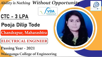 Congrats, Pooja |Selected in VDA Infosolutions | 3 LPA | ELECTRICAL ENGINEER, PoY 2021 | Chandrapur