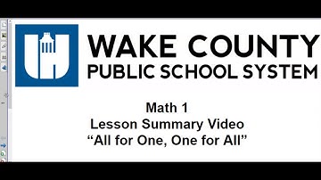 Math 1 Unit 6 Lesson 5 Summary Video