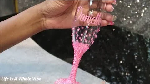 DIY BLING TOASTING FLUTE CHAMPAGNE GLASS- NO E6000! - PRACTICING HONEYCOMB METHOD-  PAINTED GLASS