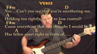 Numb (Linkin Park) Bass Guitar Cover Lesson in F#m with Chords/Lyrics