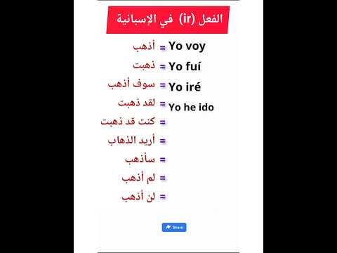 الفعل  يذهب في الإسبانية في جميع الازمنة