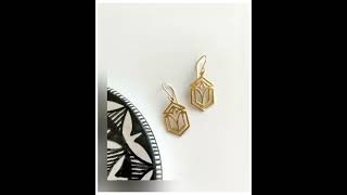 Gold Art Deco earrings | Frank Lloyd Wright gold architecture earrings