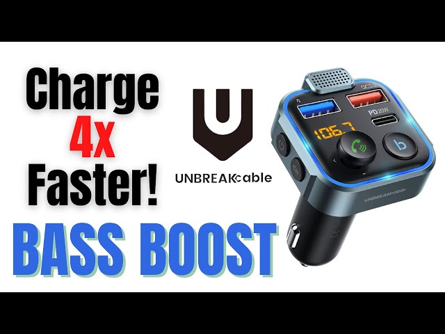 Fast Car Charger-Bass Boost Bluetooth 5.0 FM Transmitter (Unboxing & How to  Use) UNBREAKcable 