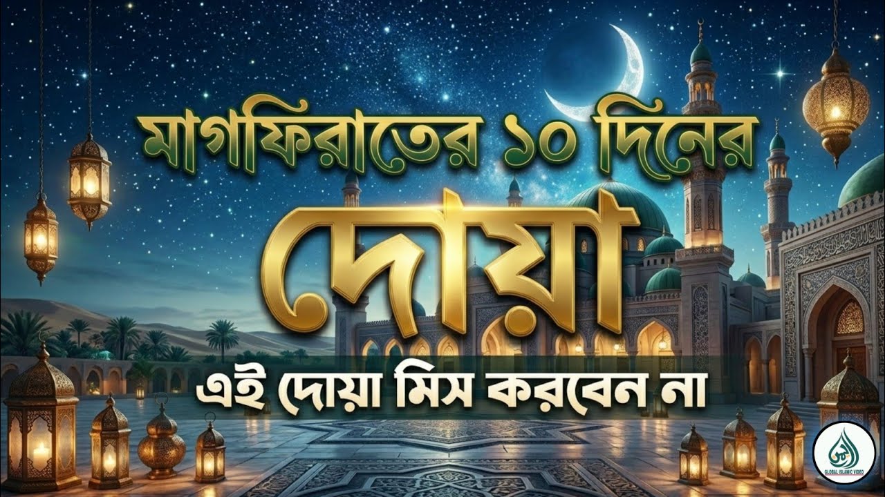 রমজানের মাগফিরাতের ১০ দিনের দোয়া | 2nd Ashra Maghfirat Dua Ramadan 2026 | Global Islamic Video