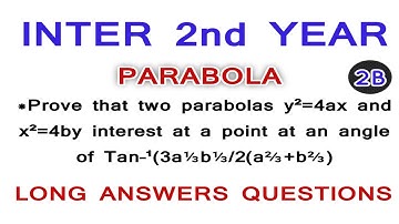 *Prove that two parabolas y²=4ax and x²=4by interest at a point at an angle of Tan–¹(3a⅓b⅓/2(a⅔+b⅔)