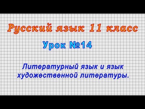 Русский язык 11 класс (Урок№14 - Литературный язык и язык художественной литературы.)