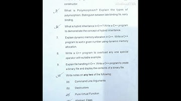 Object Oriented Programming Using C++ | B.C.A 3rd Semester (2020-23)Question Paper #BRABU#University