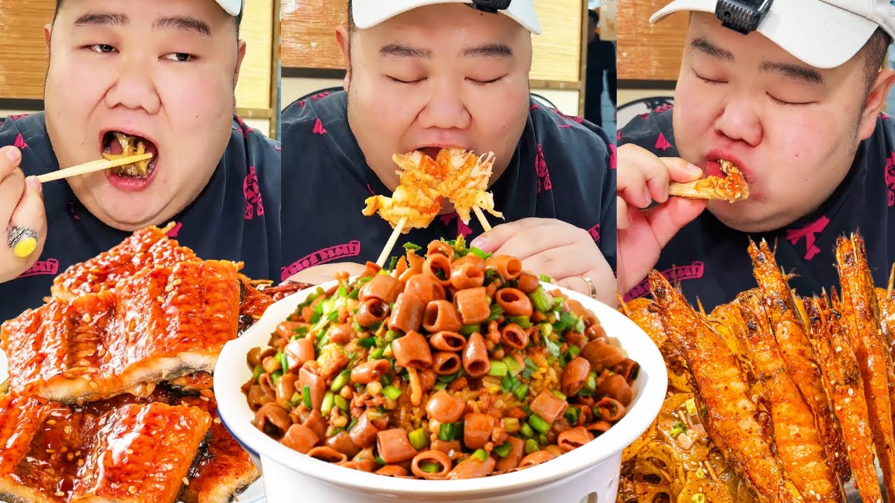 【大胃王挑戰】挑戰吃徐州海腸撈飯！滿滿一大盤比臉還大，直接大口扒著吃滿嘴肉香｜Food Challenge【櫻木花胖】