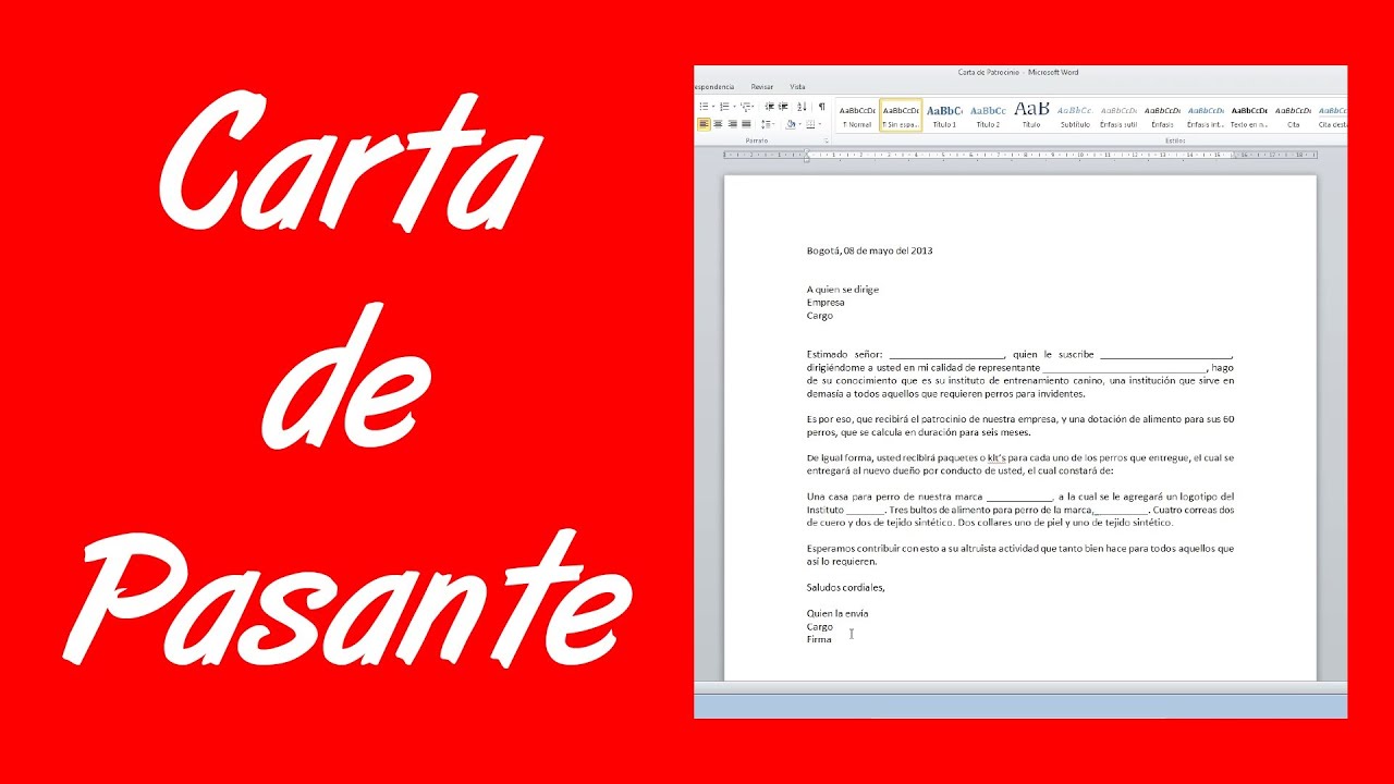 Como hacer una carta de pasante - YouTube