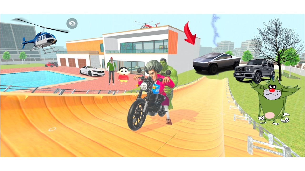 💥SCARY TEACHER MEGA RAMP 🤩| franklin SHOCKED| indian theft auto simulator