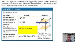 Geometry 3-1 Lines and Angles: Problem 1 - Identifying Nonintersecting Lines and Planes