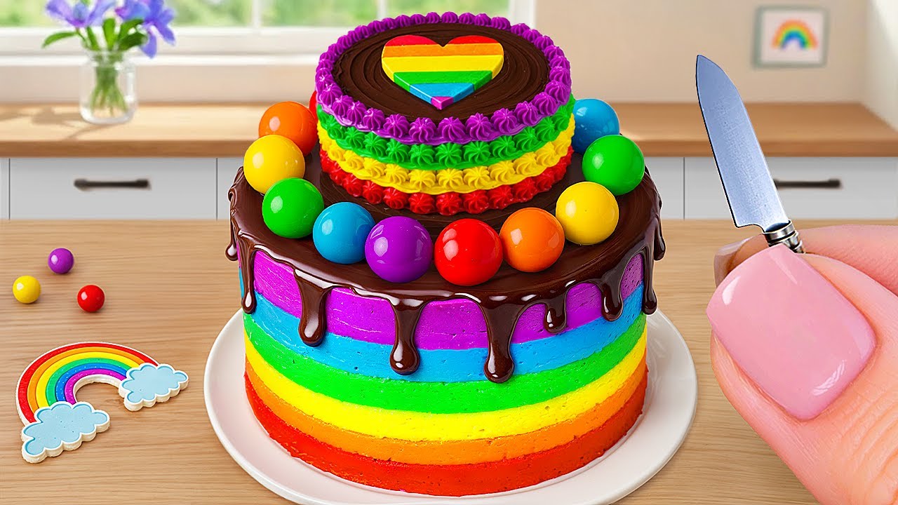Amazing Rainbow Cake Recipe With KitKat Chocolate🍰Best Mini Chocolate ...