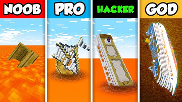 NOOB vs PRO vs HACKER vs GOD : SINKING EVIL LAVA CRUISE SHIP in Minecraft! (Animation)