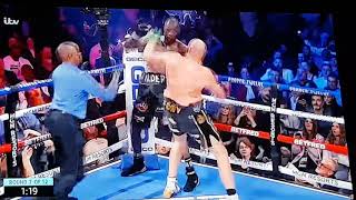 Mark Breland throwing towel in - Wilder Fury 2