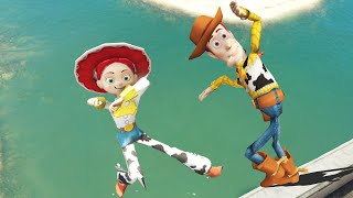 Jessie vs Woody from Toy Story in GTA 5 Water Fails | Ragdolls vol.19 (Euphoria Physics)