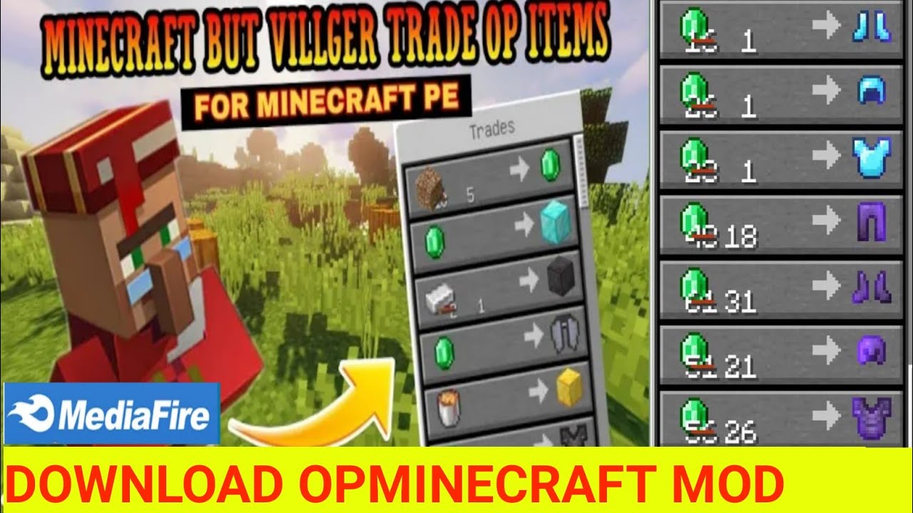 MINECRAFT BUT VILLAGER TRADE OP ITEM MOD FOR MINECRAFT PE OP