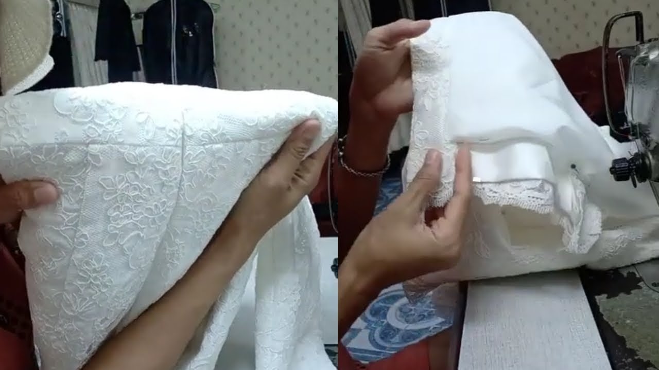 Ep.81  #เย็บเดรสสั้น ขั้นตอน  การประกบซับในกับซิป เเละ เจาะซับในกับผ่าหลัง  #งานลูกไม้