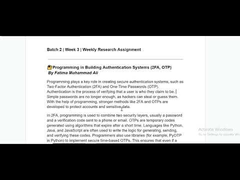 🔐Programming in Building Authentication Systems (2FA, OTP) By Fatima Muhammad Ali