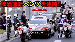 【飲酒運転ベンツを逮捕‼️】飲みながら運転するベンツ vs 大量の警察‼️　[取り締まり サイレン 緊急走行]