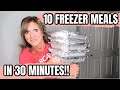 10 EASY FREEZER MEALS IN 30 MINUTES OR LESS | COOK WITH ME FREEZER MEALS!
