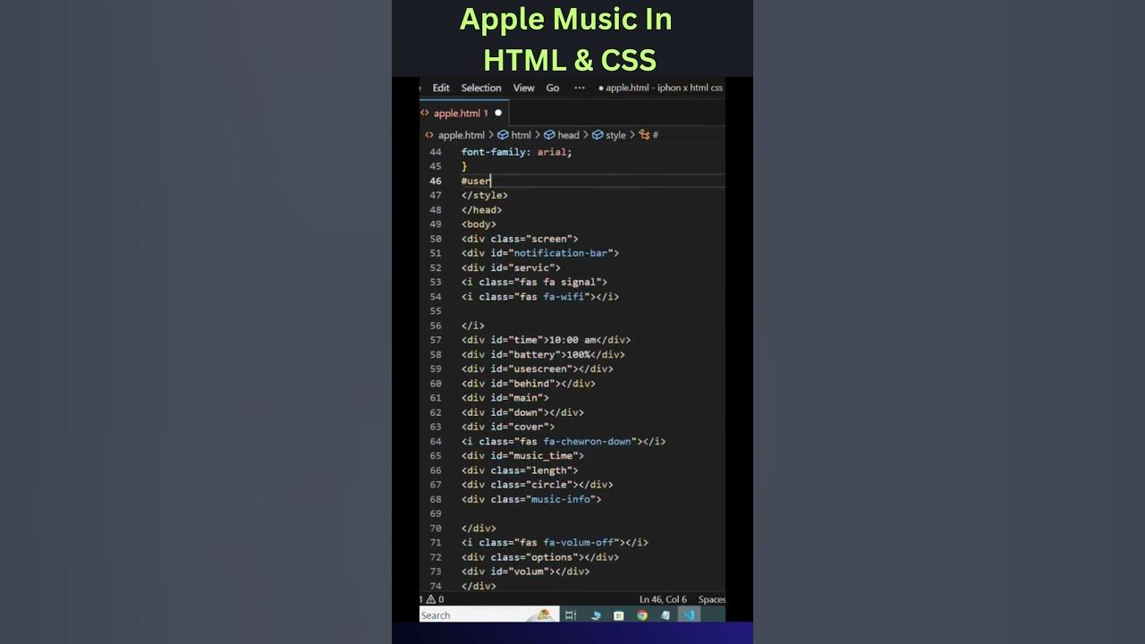 Apple Music In HTML And CSS #htmltutorial #applesong