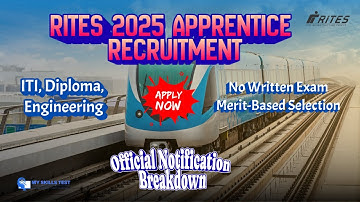 RITES #apprenticerecruitment 2025 | No Written Exam | Merit-Based #selection | ITI, Diploma, Degree