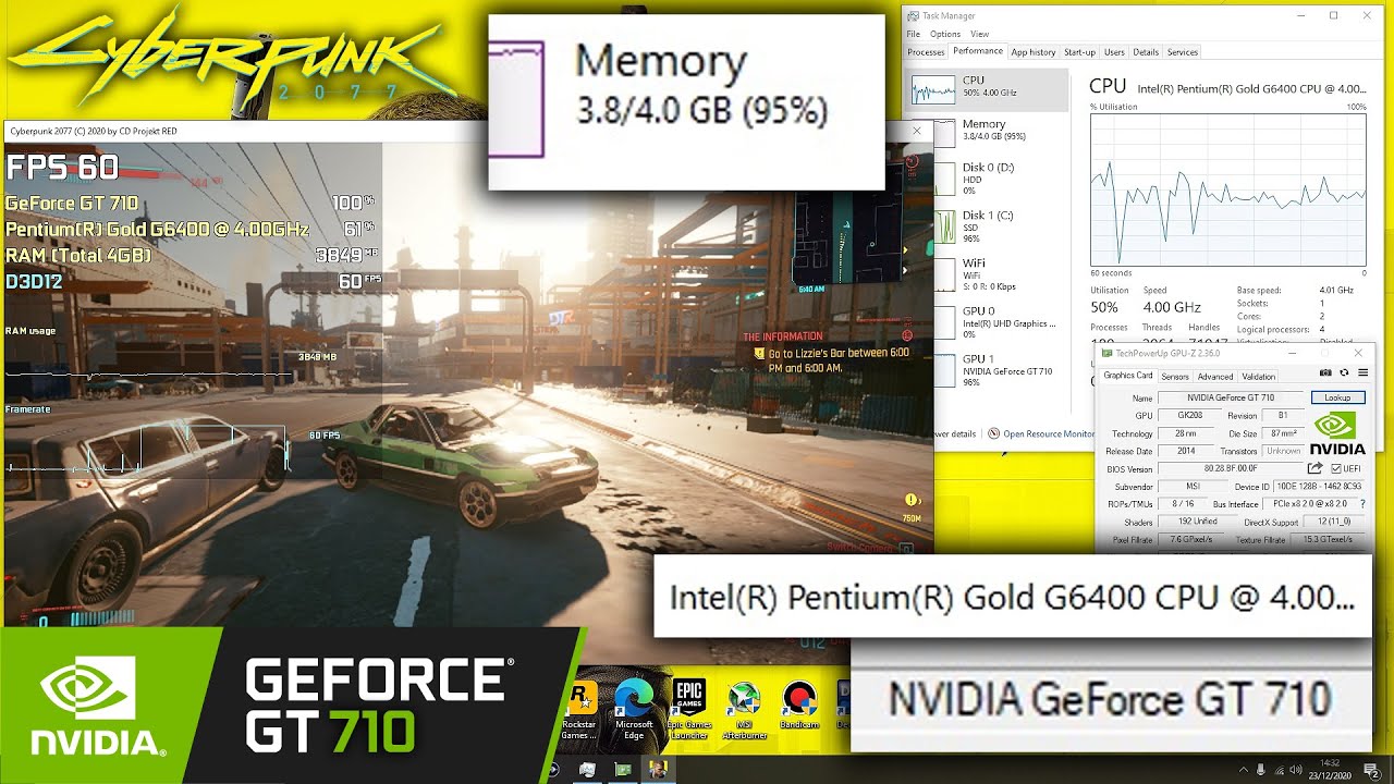 Cyberpunk 2077 | GeForce GT 710 | 4GB RAM | Pentium G6400 - YouTube