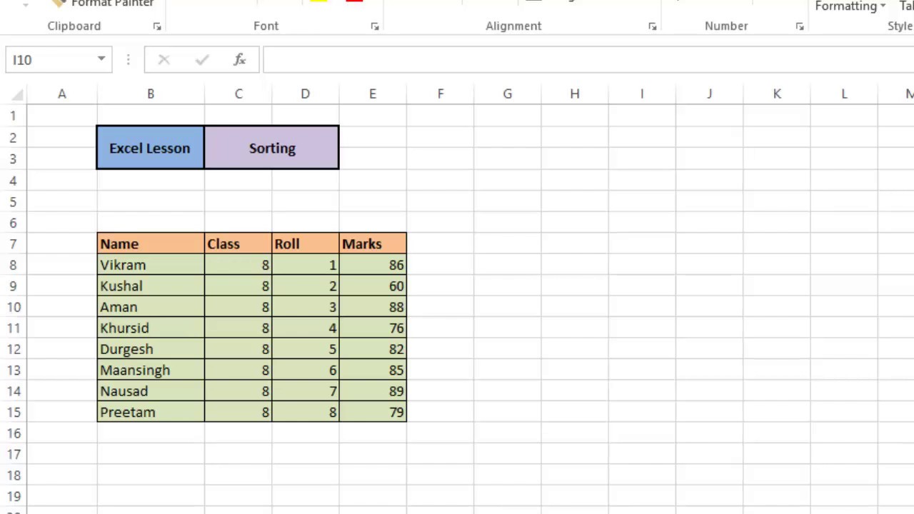 how to sort data in excel - YouTube
