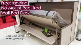 Compatto Freestanding no Mount Desk Wall Bed in Horizontal open