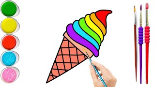 How to Draw Ice Cream drawing coloring for kids