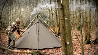 Solo Winter Hot Tent Camping  Tripod Suspended Teepee