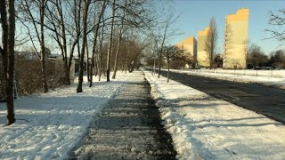 Sunny Winter Virtual Walking Tour - Northern Outskirts of Wrocław, Poland